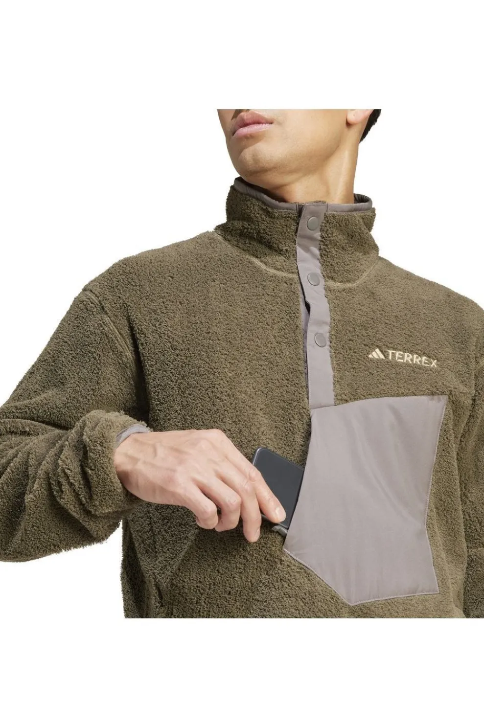 Clearance adidas Fleece Xpl Pile Snap Olive Strata