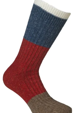 Discount Alpaca socks Wandelsokken Merino Block Latte/Blue/Red/Dark Tan