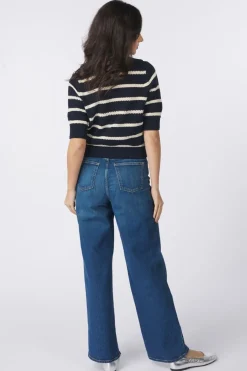 New AWARE Jeans Rebecca Reg Wide Ri398 Navy Blazer W. Birch