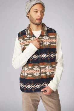 Discount Ayacucho Bodywarmer Fitz Roy Jaquard Sherpa Navy / Burnt Henna Print