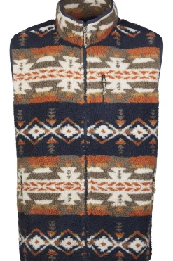 Discount Ayacucho Bodywarmer Fitz Roy Jaquard Sherpa Navy / Burnt Henna Print