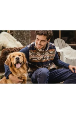 Discount Ayacucho Bodywarmer Fitz Roy Jaquard Sherpa Navy / Burnt Henna Print