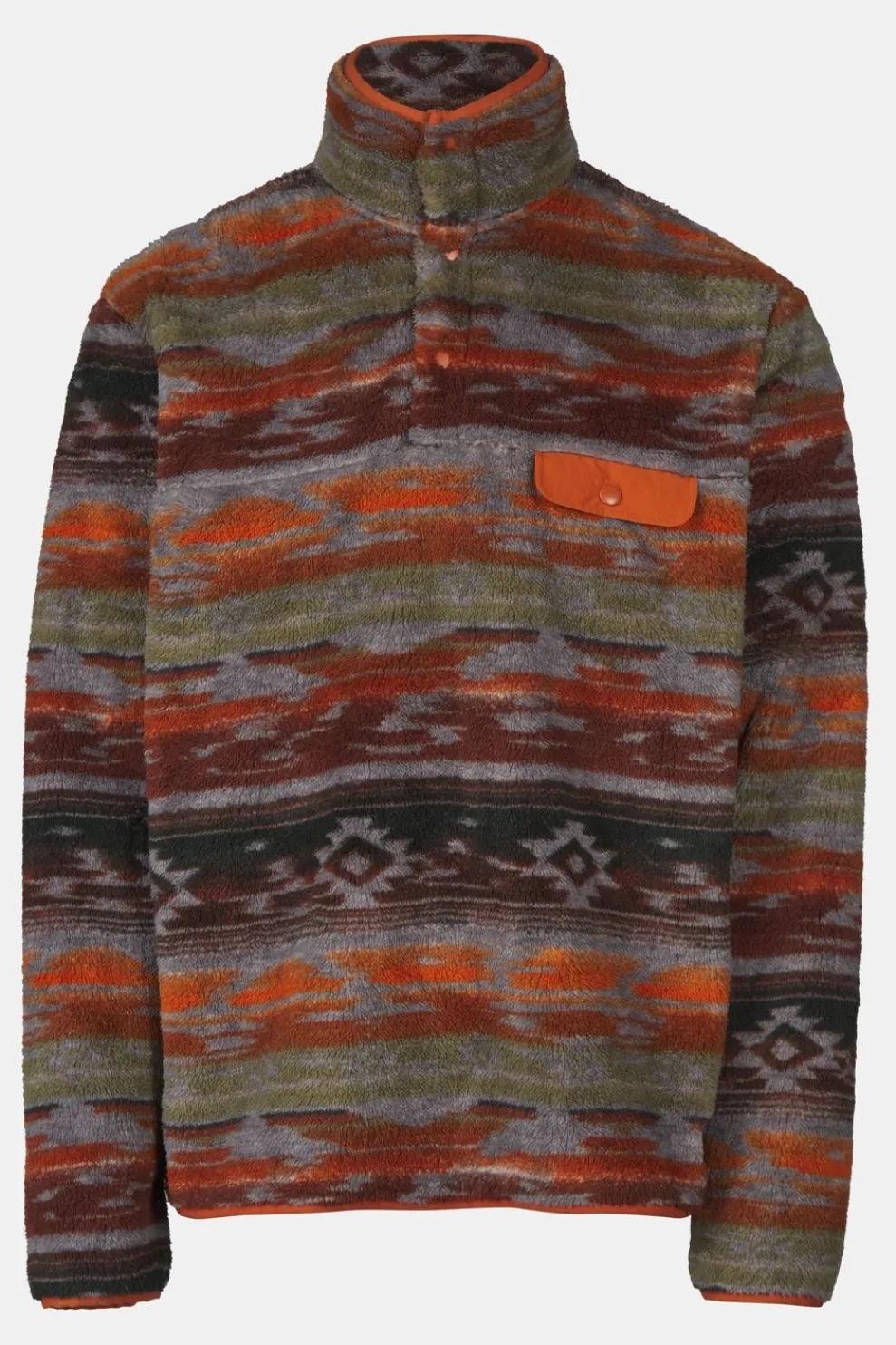 Hot Ayacucho Fleece Chalten Printed Snap Button M Umber