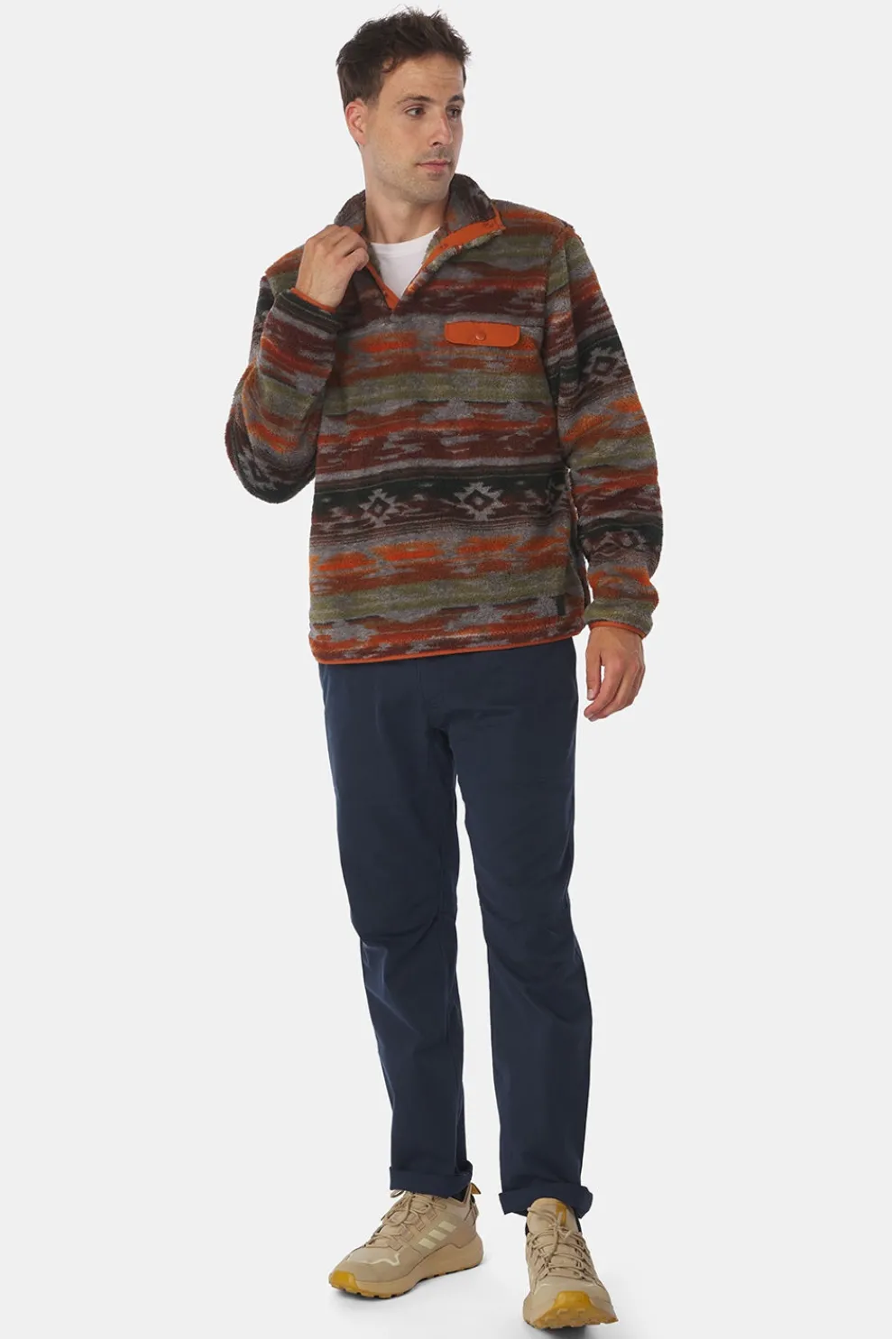 Hot Ayacucho Fleece Chalten Printed Snap Button M Umber