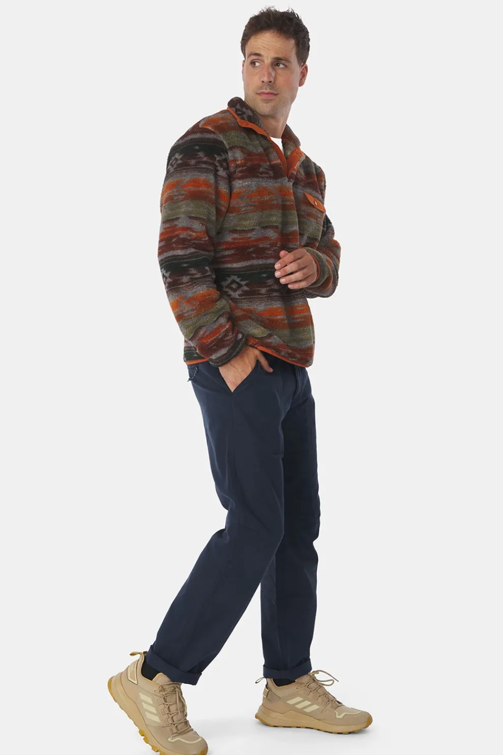 Hot Ayacucho Fleece Chalten Printed Snap Button M Umber