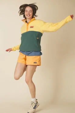 Clearance Ayacucho Fleece Festival Venture Snap Fleece Pullover Sunset Gold/Sage Leaf