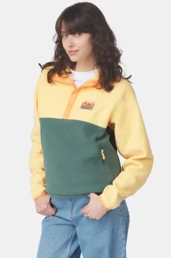 Clearance Ayacucho Fleece Festival Venture Snap Fleece Pullover Sunset Gold/Sage Leaf