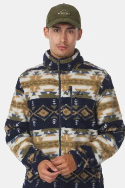 Best Ayacucho Fleece Fitz Roy Jaquard Sherpa Jacket Navy/Moss Print