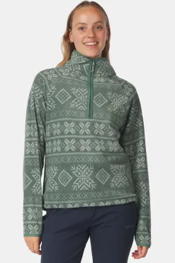 Hot Ayacucho Fleece Inverno Printed Fleece Half Zip W Sage Leaf Print