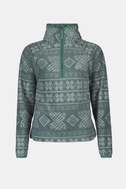 Hot Ayacucho Fleece Inverno Printed Fleece Half Zip W Sage Leaf Print