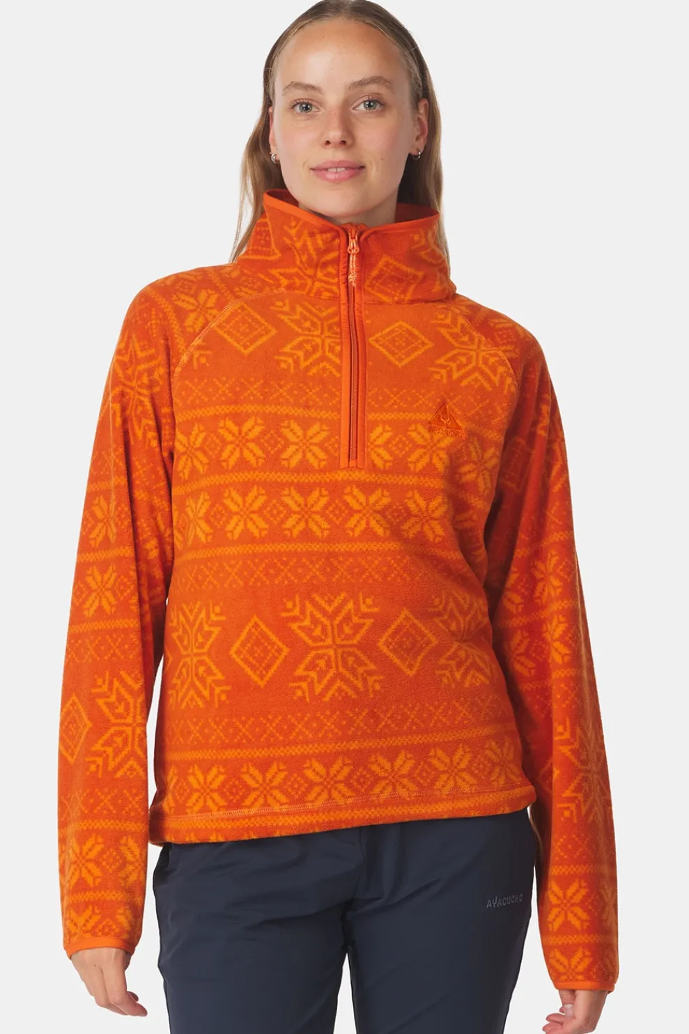 Discount Ayacucho Fleece Inverno Printed Fleece Half Zip W Rust Print