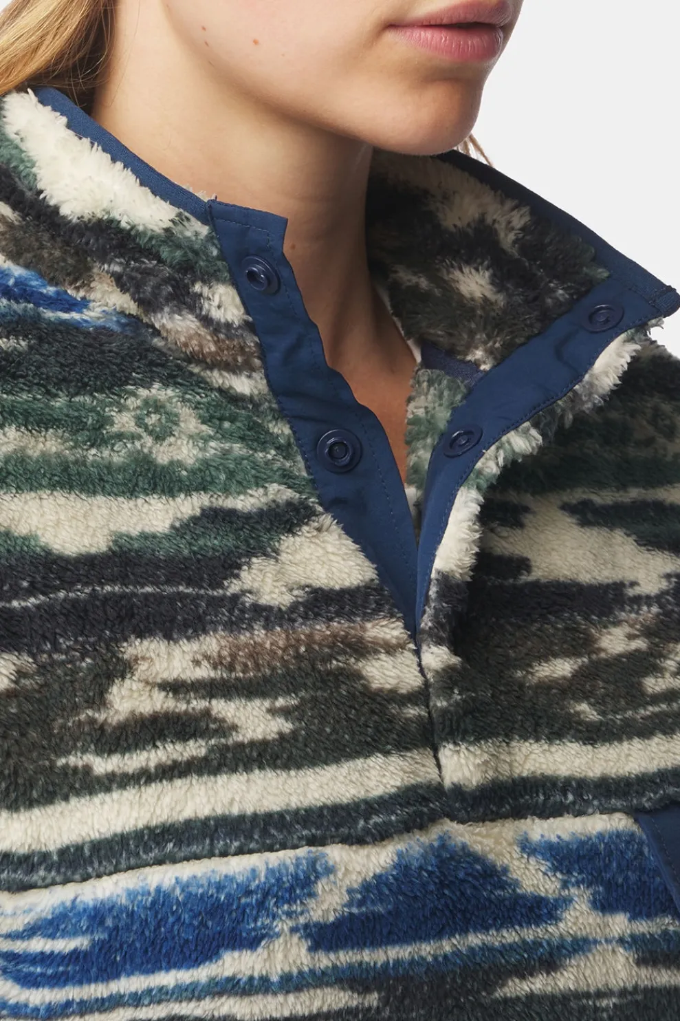 Fleece Leiria Printed Snap Pullover W-Ayacucho Hot