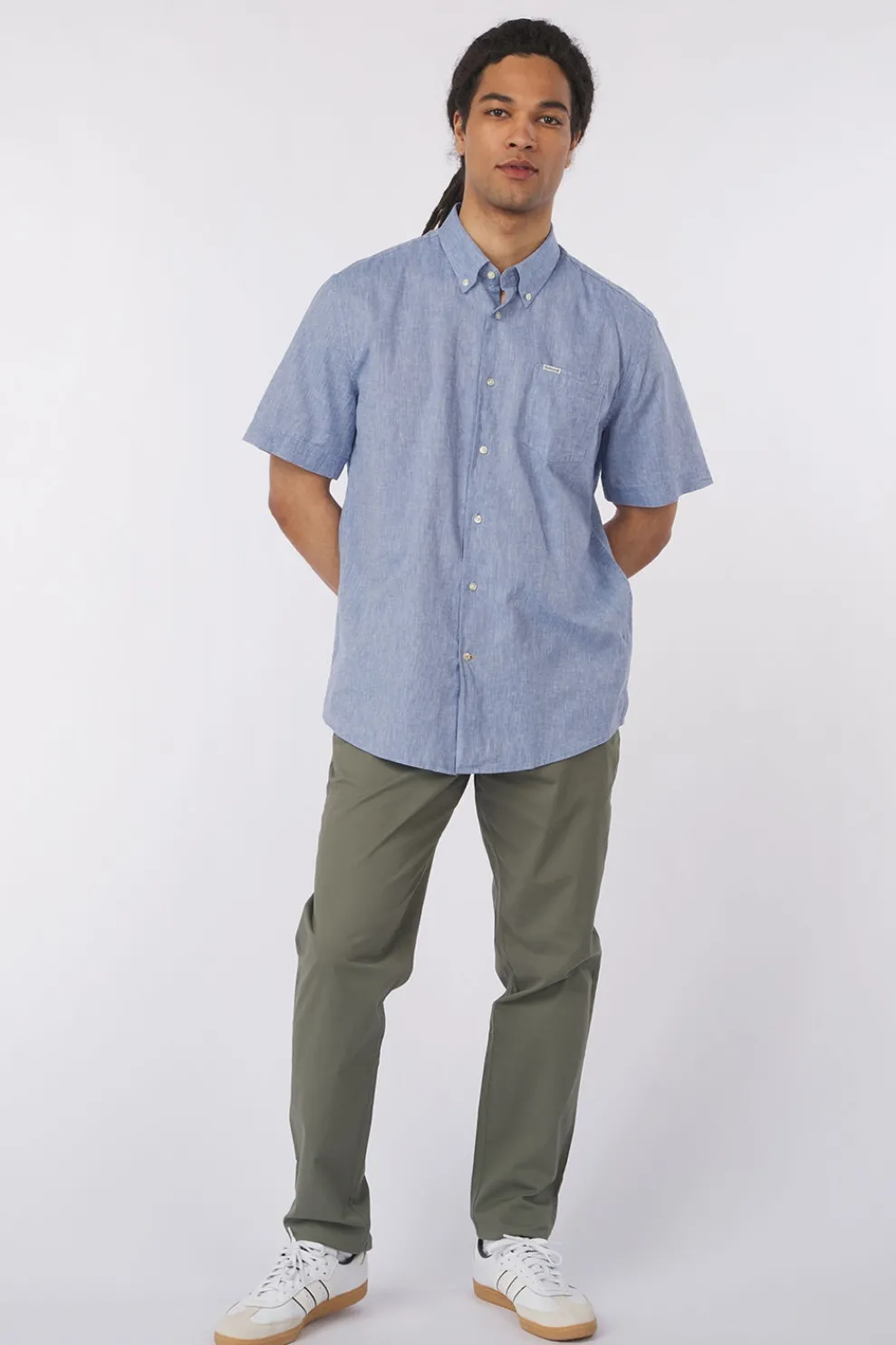 Discount Barbour Hemd Hartland Linen Blend Summer Navy