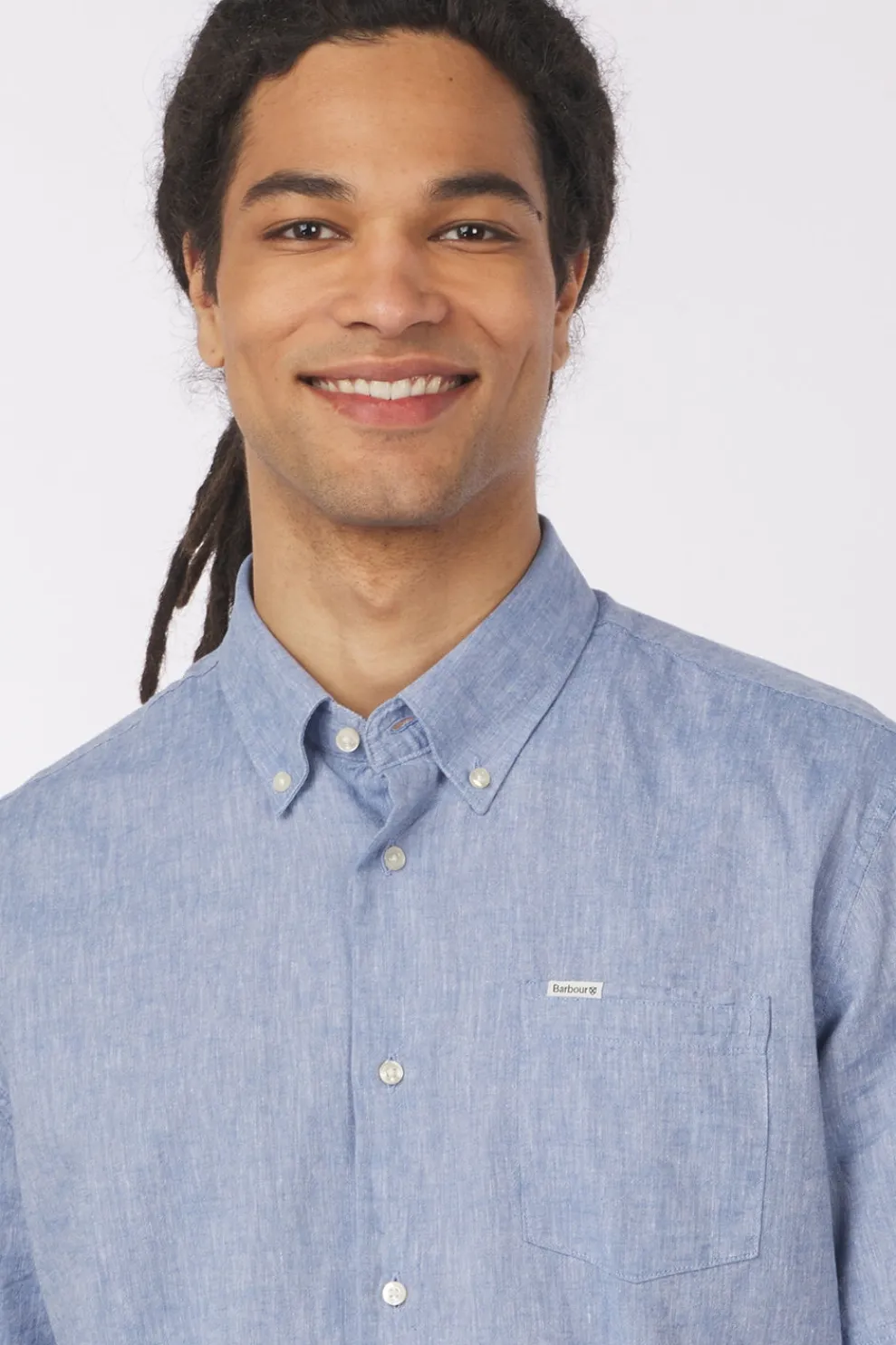 Discount Barbour Hemd Hartland Linen Blend Summer Navy