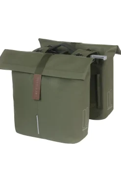 Fashion Basil Fietstas Achter City Dubbele Fietstas Mik mid green