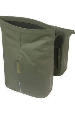 Fashion Basil Fietstas Achter City Dubbele Fietstas Mik mid green