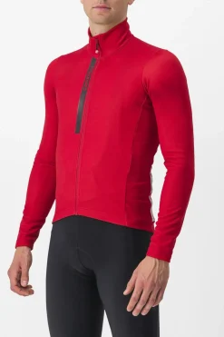 Clearance Castelli T-Shirt Entrata Thermal Jersey Pompeian Red/Silver Gray