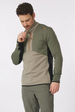 Online CMP Fleece Man Ski Sweat Grid Tech Sage/Olive/Fanta Fluo