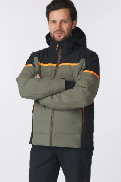Fashion CMP Ski-Jas Man Ski Jacket Down Look Olive/Fanta Fluo