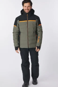 Fashion CMP Ski-Jas Man Ski Jacket Down Look Olive/Fanta Fluo