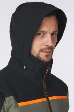 Fashion CMP Ski-Jas Man Ski Jacket Down Look Olive/Fanta Fluo