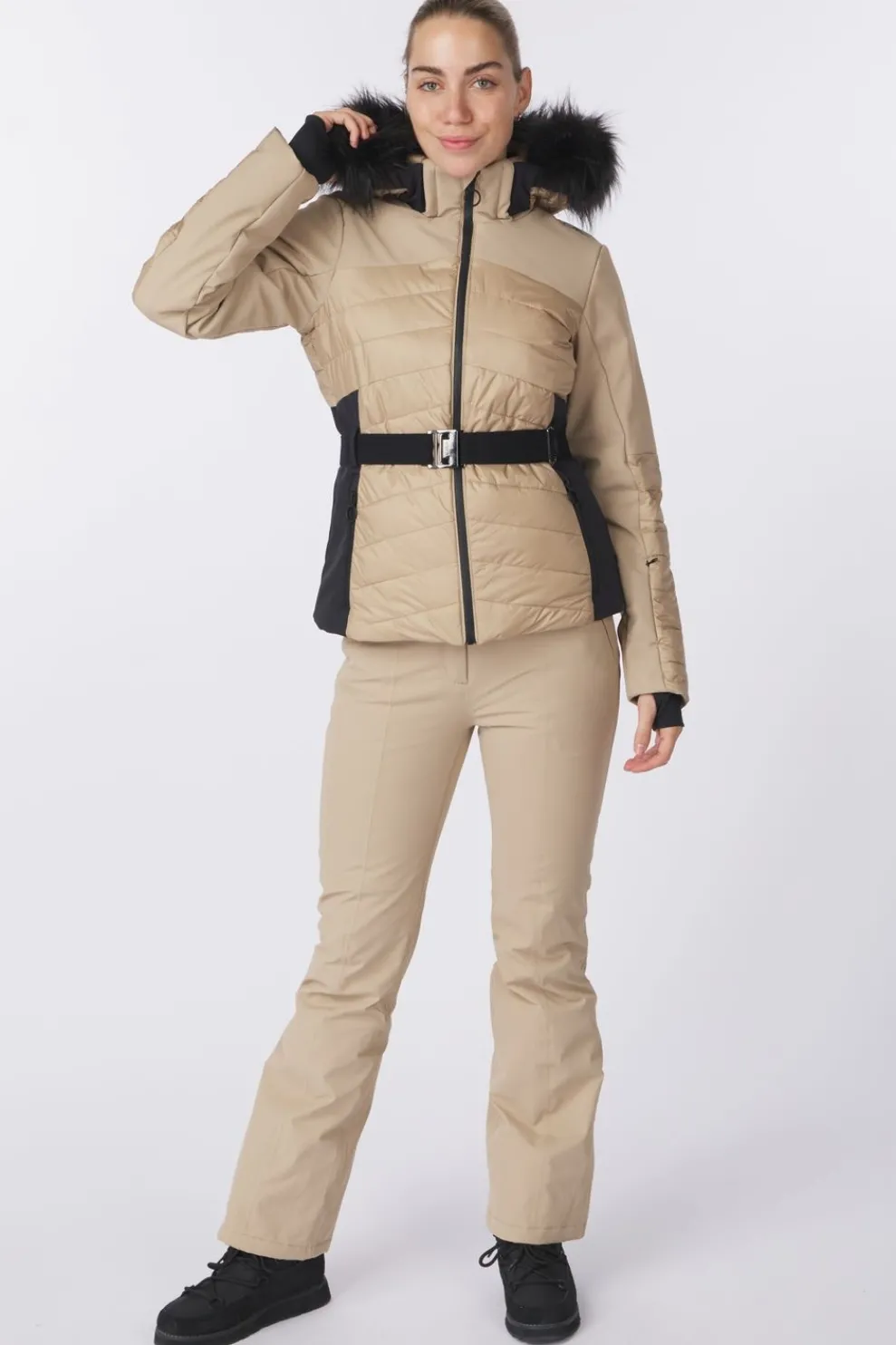 Ski-Jas Woman Ski Jacket With Belt And Fur-CMP Fashion