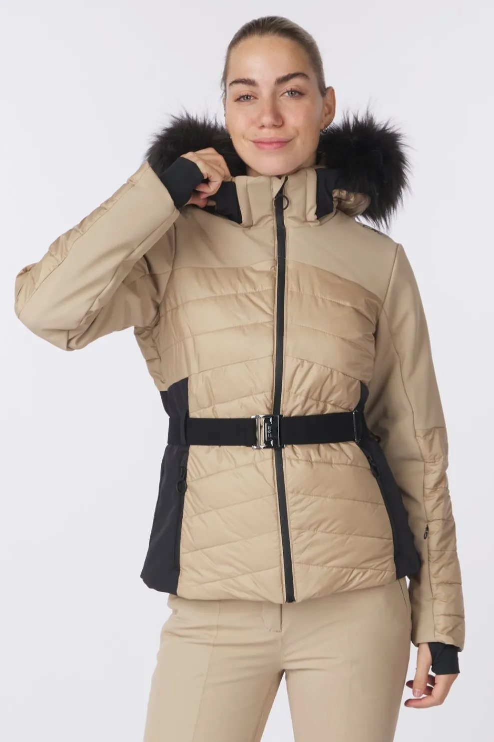 Ski-Jas Woman Ski Jacket With Belt And Fur-CMP Fashion
