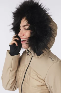 Ski-Jas Woman Ski Jacket With Belt And Fur-CMP Fashion