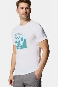 Sale Columbia Men'S Sun Trek™ Short Sleeve Graphic Tee White/Petrol