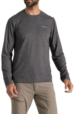 Clearance Craghoppers T-Shirt Nosilife Abel Long Sleeved T-Shirt Blkpepp Marl