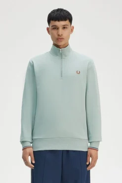 Clearance Fred Perry Trui Half Zip Silver Blue