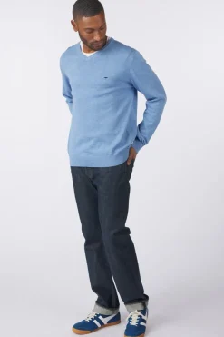 Sale Fynch-Hatton Trui V-Neck Superfine Crystal Blue