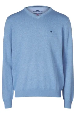 Sale Fynch-Hatton Trui V-Neck Superfine Crystal Blue