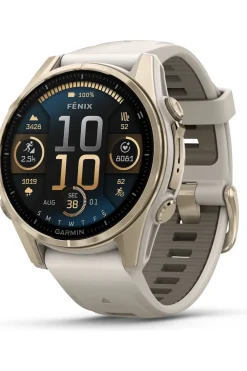 Hot Garmin Sporthorloge Fenix 8 43mm, Amoled Saffier Goud/Grijs, Titanium