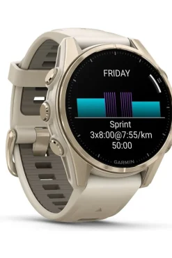 Hot Garmin Sporthorloge Fenix 8 43mm, Amoled Saffier Goud/Grijs, Titanium