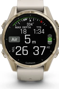 Hot Garmin Sporthorloge Fenix 8 43mm, Amoled Saffier Goud/Grijs, Titanium