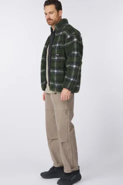 Discount Gramicci Fleece Shadow Plaid Sherpa Olive Shadow Plaid