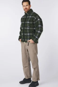Discount Gramicci Fleece Shadow Plaid Sherpa Olive Shadow Plaid