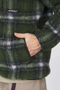 Discount Gramicci Fleece Shadow Plaid Sherpa Olive Shadow Plaid