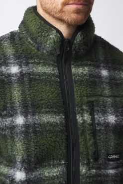 Discount Gramicci Fleece Shadow Plaid Sherpa Olive Shadow Plaid