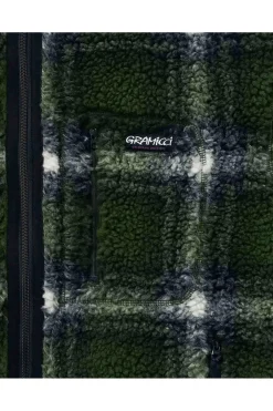 Discount Gramicci Fleece Shadow Plaid Sherpa Olive Shadow Plaid