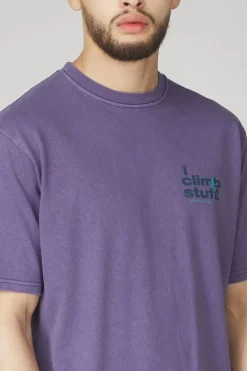 New Gramicci T-Shirt I Climb Stuff Tee Purple Pigment