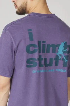 New Gramicci T-Shirt I Climb Stuff Tee Purple Pigment