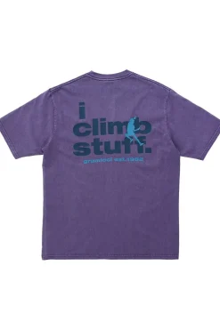New Gramicci T-Shirt I Climb Stuff Tee Purple Pigment