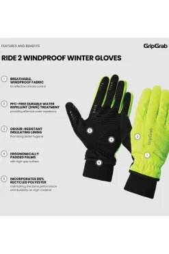 Sale GripGrab Handschoenen Ride II Windproof Winter Yellow Hi-Vis