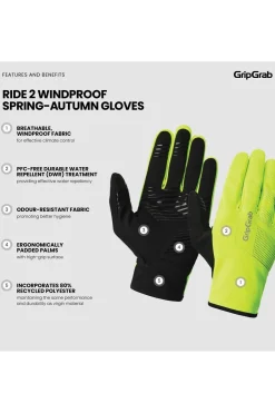 Outlet GripGrab Handschoenen Ride Ii Windproof Spring-Autumn Gloves Yellow Hi-Vis