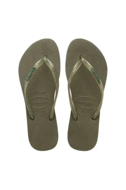 Hot Havaianas Slim Logo Metallic Green