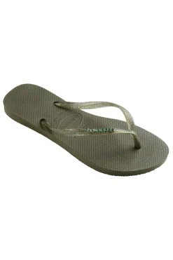 Hot Havaianas Slim Logo Metallic Green
