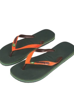 Best Havaianas Slipper Brazil Mix Olive Green/Sunset Orange