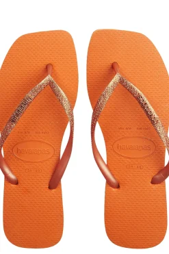 Sale Havaianas Slipper Slim Square Glitter Cerrado Orange